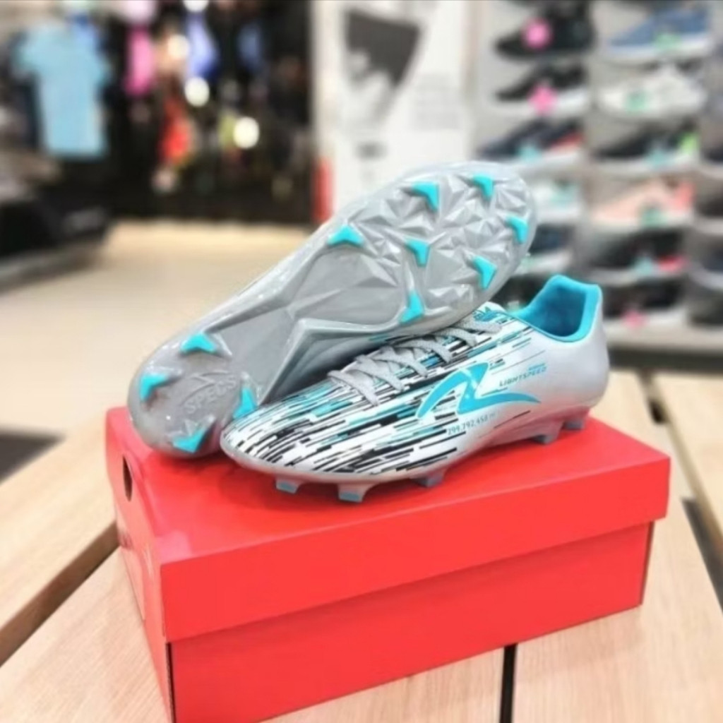 SEPATU SEPAK BOLA SPECS LIGHTSPEED REBORN FG SILVER/BLACK/AQUA