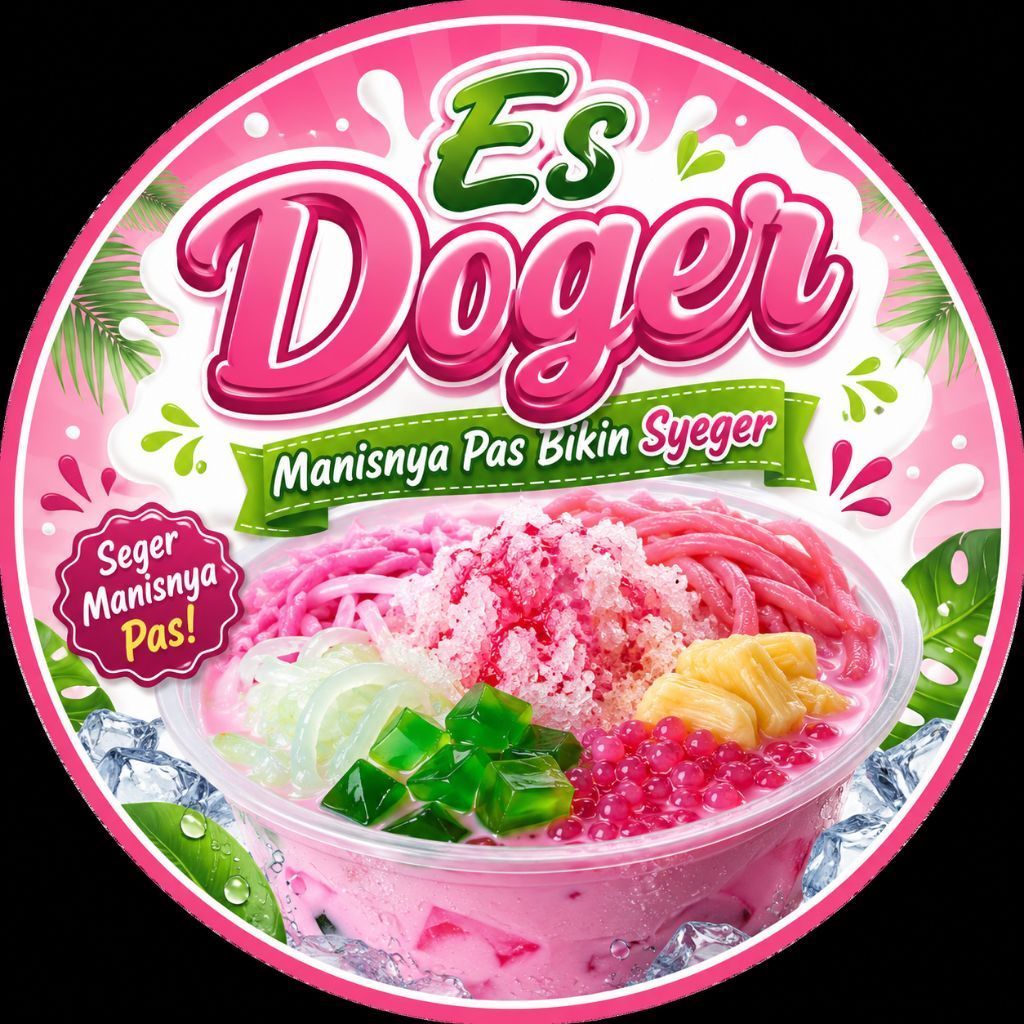 Stiker Cup/Botol Terbaru Es Doger 1lembar isi 60pcs ukuran 5cm bisa COD