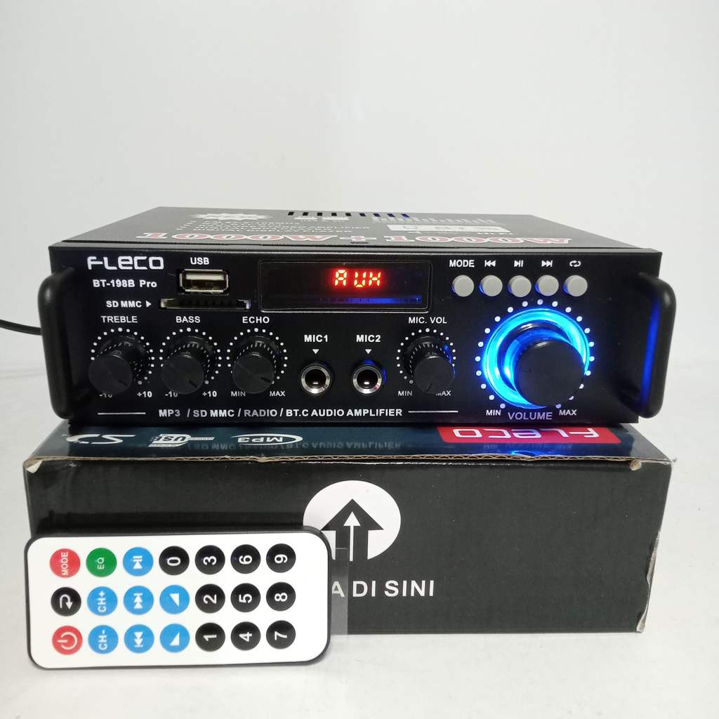 POWER AMPLIFIER WIRELESS KARAOKE FLECO BT-198B/198A  / 198b pro Amplifier Audio Stereo 2 Channel Blu