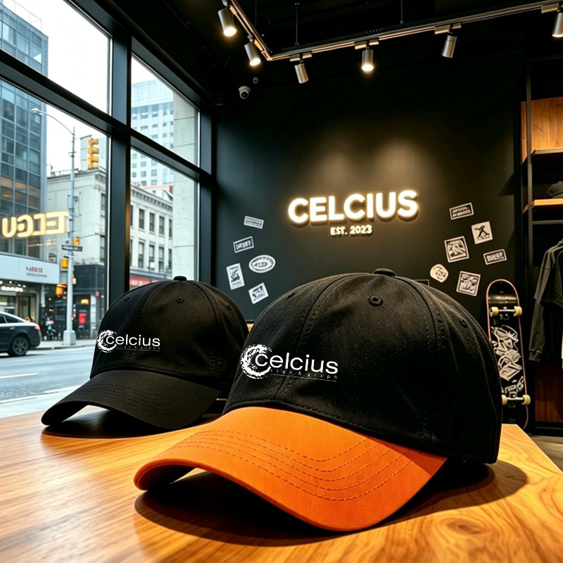 Topi CELCIUS  Kekinian Unisex Hitam Putih Topi Olahraga Casual Street Style Pria Wanita Premium