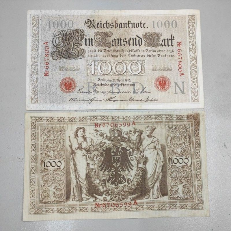 (READY STOK) UANG ASING JERMAN KUNO 1000 MARK TAHUN 1910 (TERLARIS)