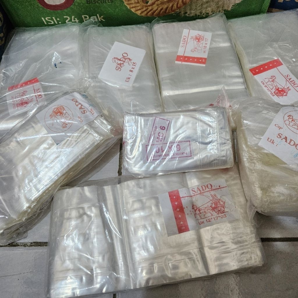 250gr Plastik PP Kaca Bening 7x15, 8x15, 9x17, 10x17, 12x17, 10x20