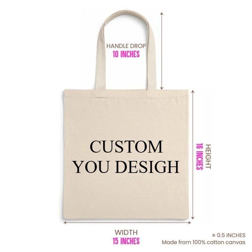 Custom Tote Bag Handbag with Logo Personalized Canvas Shopping Bag Printing Design Promotional Whole