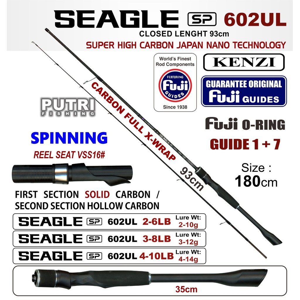 PROMO JORAN KENZI SEAGLE 702 602 Ultralight Spinning Baitcasting 180cm 210cm Solid Carbon Fuji Guide