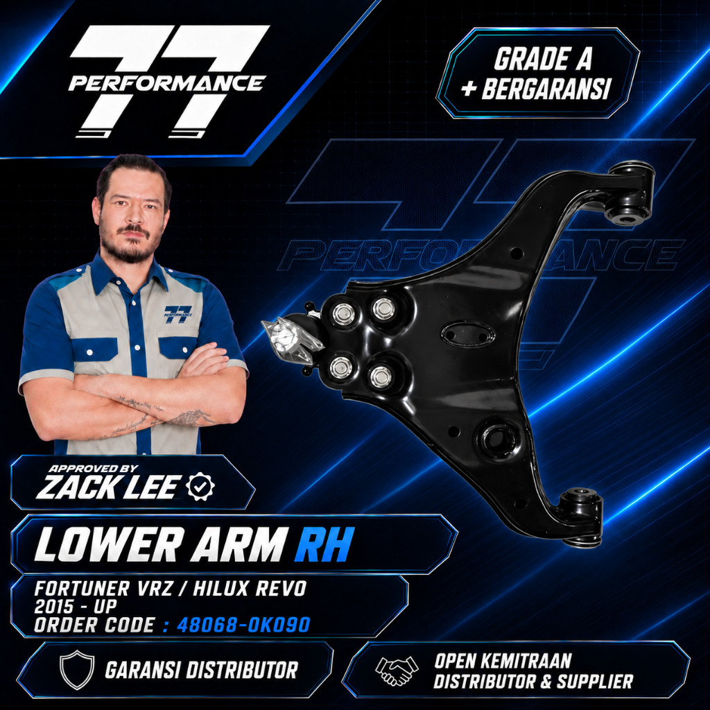 LOWER ARM RH FORTUNER VRZ/HILUX REVO 2015-UP - 77 Performance Bergaransi 6 Bulan - Sparepart Mobil P