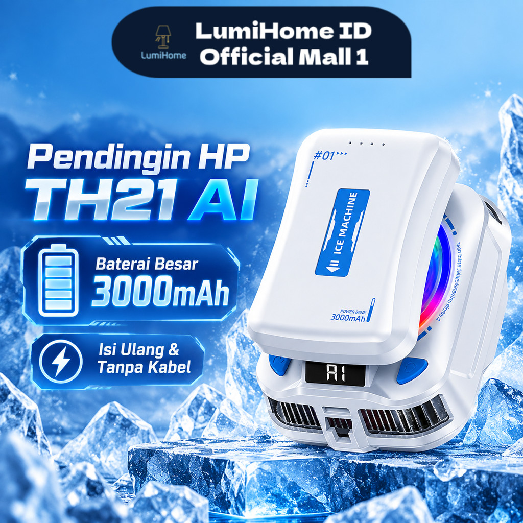 Fan Cooler TH21 AI Pendingin HP Nirkabel Magnet Baterai RGB Untuk Gaming Live Streaming