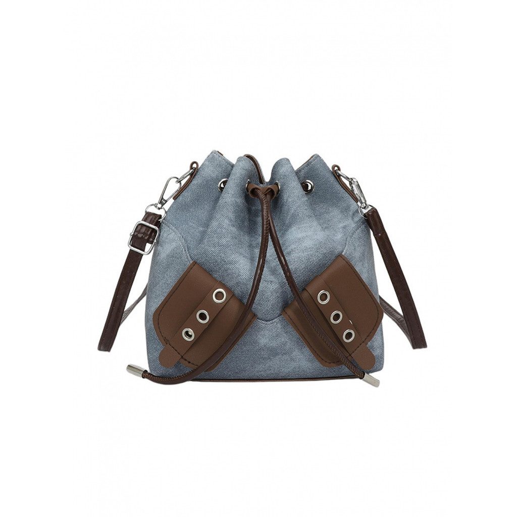 Tas Bucket Wanita Tali Serut Vintage Selempang Ransel Mini Tas Bahu Kerja
