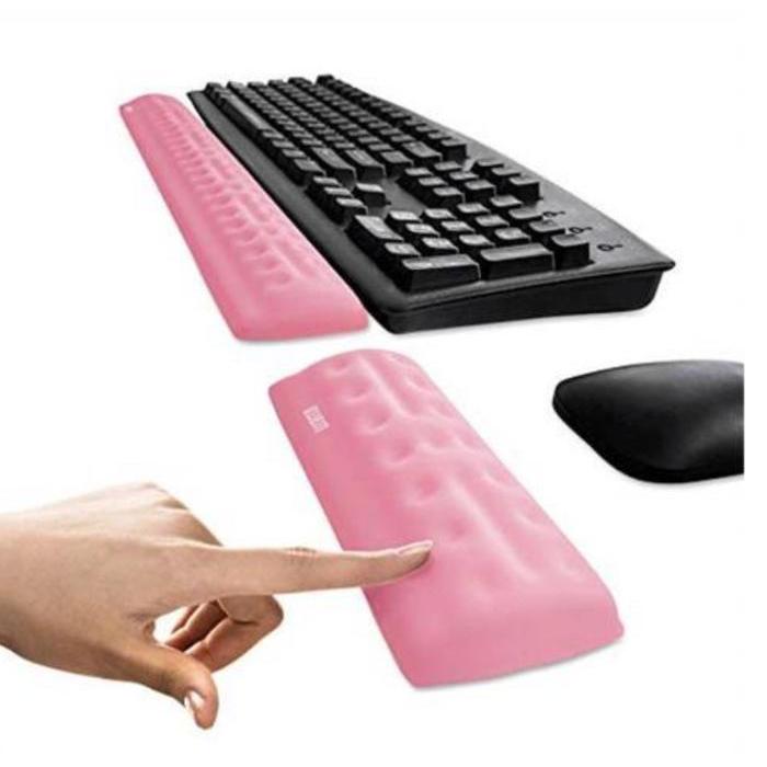 s OO BUBM Wrist Pad Memory Foam Keyboard Mouse Wrist Rest Pad BUBM PREMIUM - Merah Muda