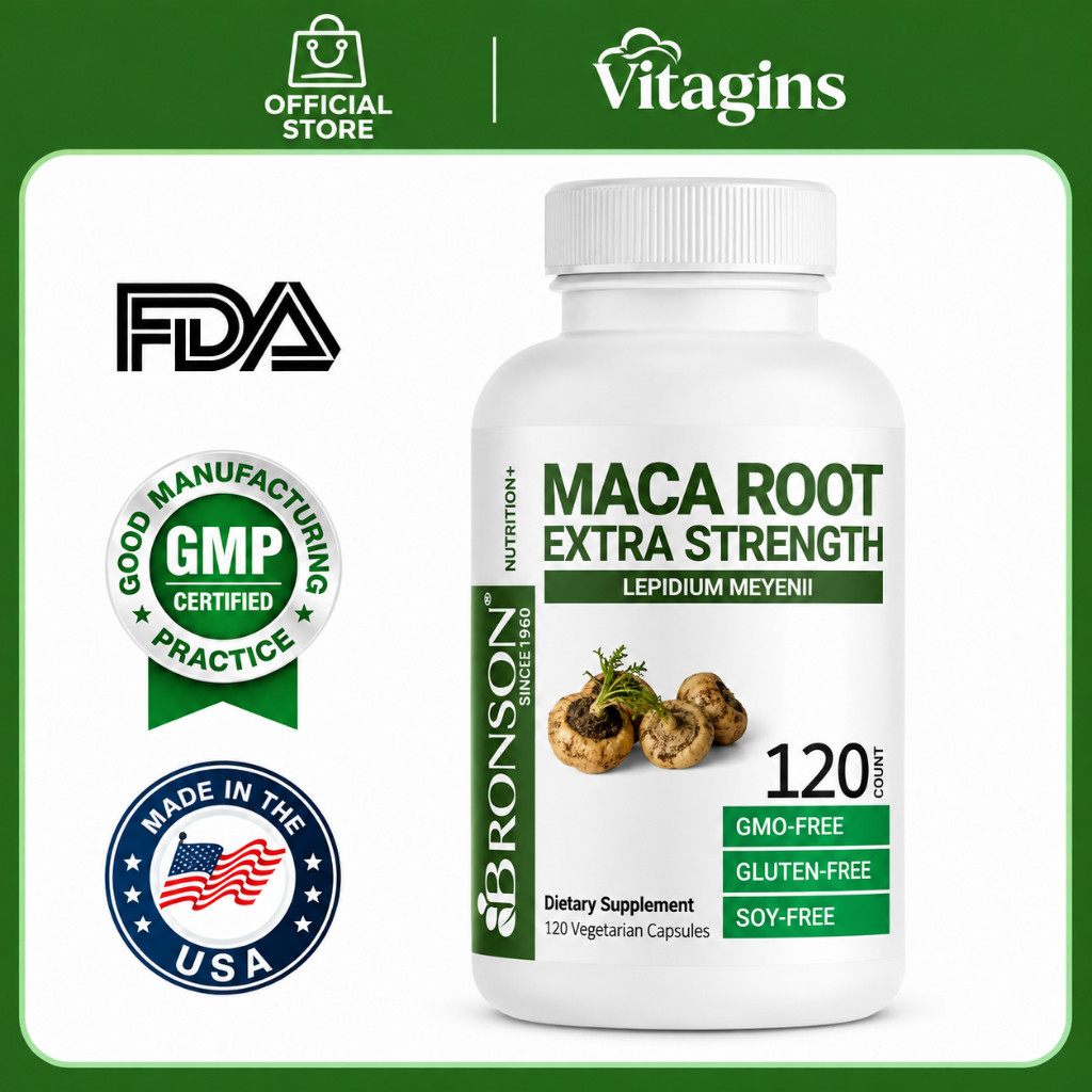 Bronson Suplemen Kesehatan Maca Root Extra Strength 1000mg 120 Kapsul Vegetarian Ekstrak Akar Maca D