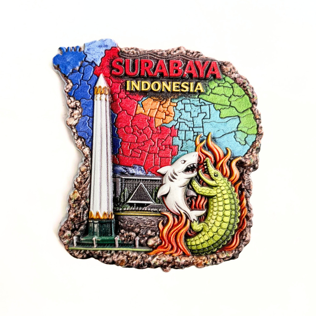 Souvenir Magnet Kulkas Surabaya Bahan Resin Souvenir Negara Indonesia