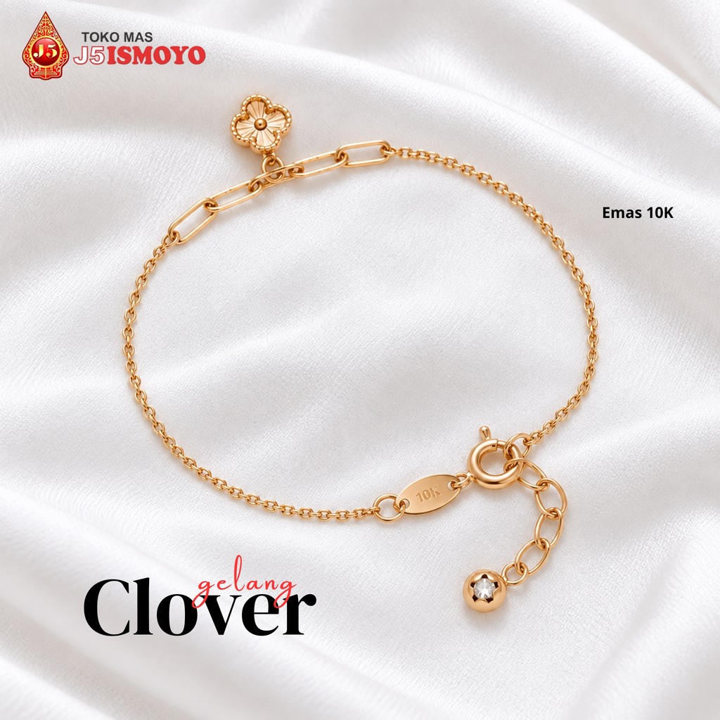 Gelang Emas 10 Karat Model Rantai Clover New J5 Ismoyo