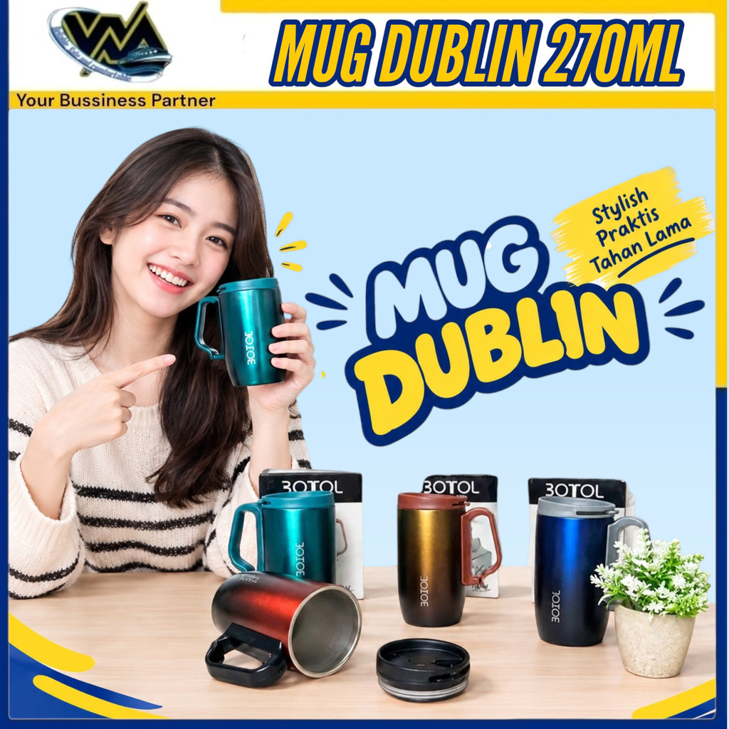 WMEDIA Gelas Stainless DUBLIN / Mug Stainless 304 DUBLIN 270ML / Mug Coffee 270ML DUBLIN