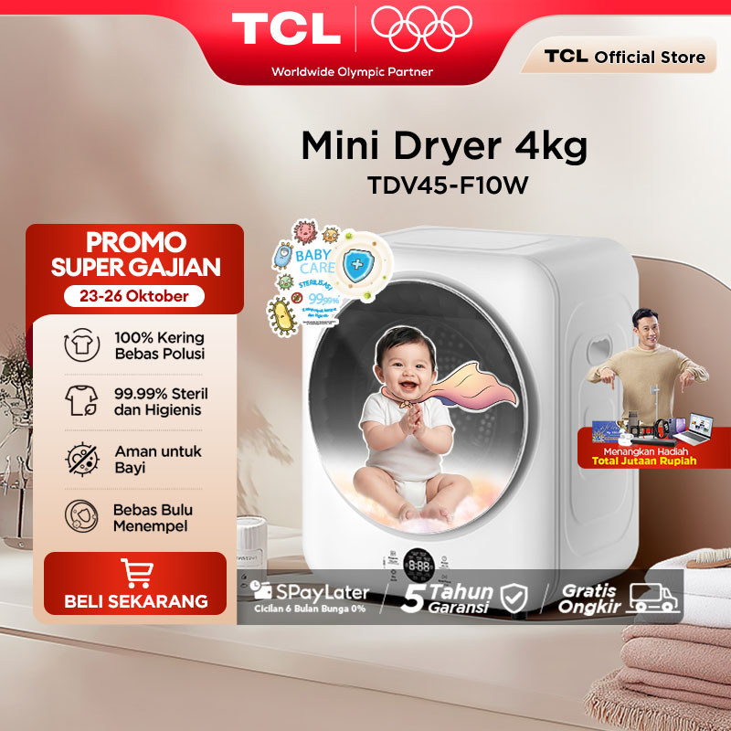 TCL Mini Dryer Kapasitas 4KG- Bebas Polusi - 100% Kering Tanpa Jemur - 99.9% Pakaian Steril - Aman u