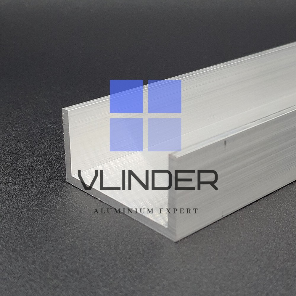 U Channel Aluminium 50 mm x 25 mm, t. 3.18 mm - L. 1 m