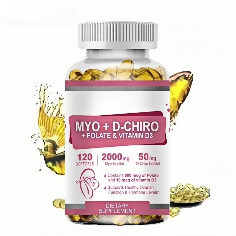 Myo and D-Chiro Inositol Supplement Capsules for Women with Ideal 40:1 Ratio Support Ovarian 120pcs 
