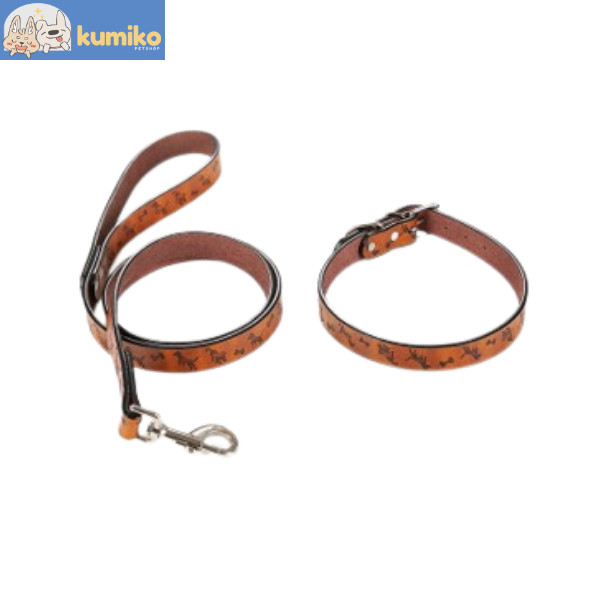 TALI KALUNG ANJING SET - KALUNG TALI ANJING KULIT SINTETIS - DOG COLLAR LEASH