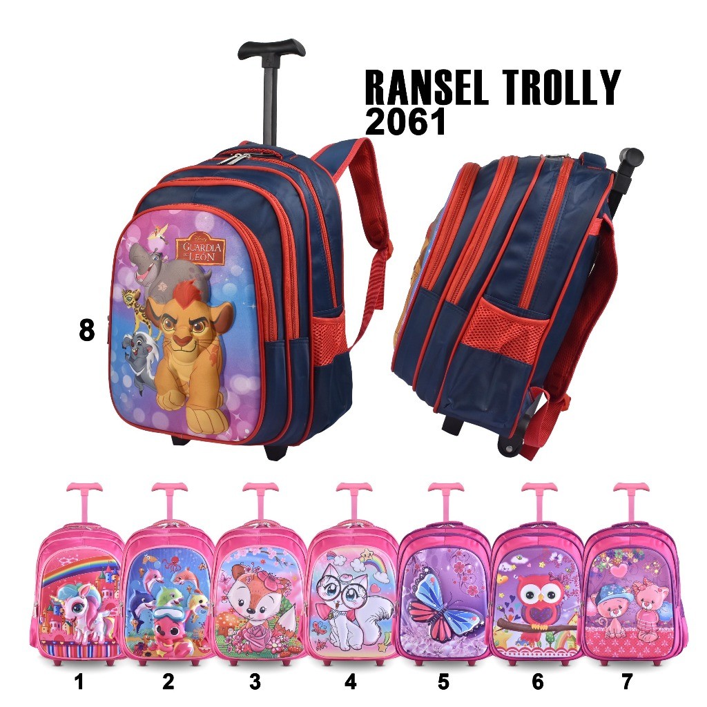 History Bags Surabaya-Tas Trolly Cartoon 2061 Tas Ransel Trolly Anak Sekolah Cowok Tas Roda Anak Per