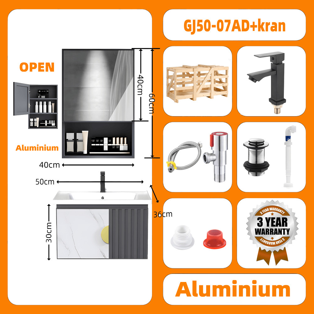 Kabinet Kamar Mandi (43cm/50cm/60cm/80cm)-Aluminium (Bathroom Cabinet)Wastafel Cabinet Kabinet Wasta