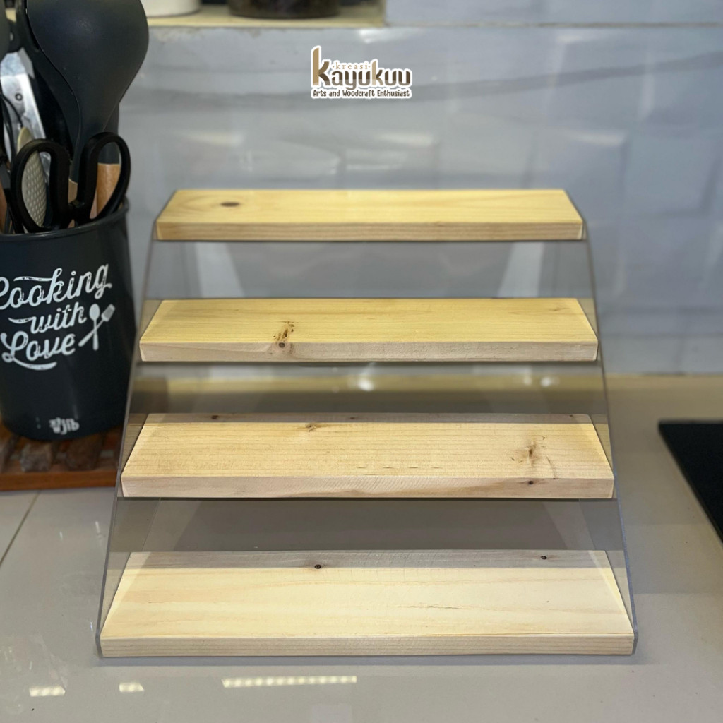 Kreasikayukuu Rak Serbaguna 4 Susun | Kayu Jati Belanda & Pinus Rak Dapur Kuat & Ringan