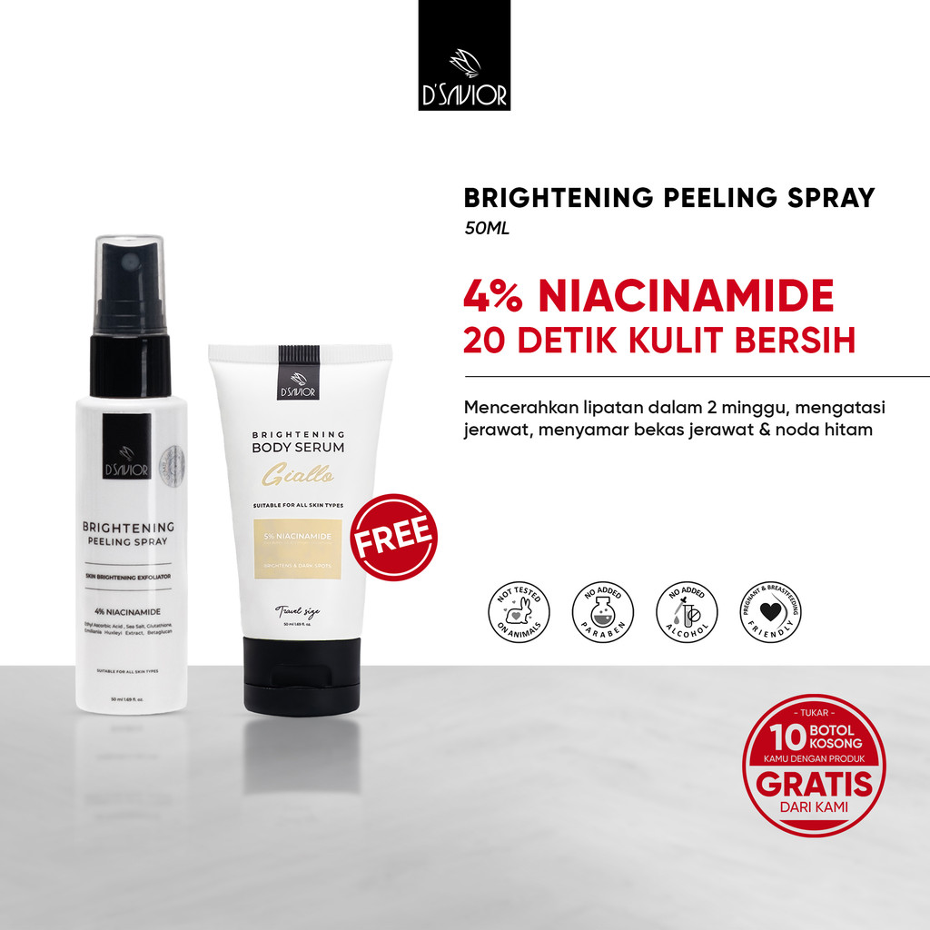 BUY 1 GET 2 | D'SAVIOR Peeling Spray Glutha Collagen 50ml GET Body Serum Travel Size 50ML 1PCS