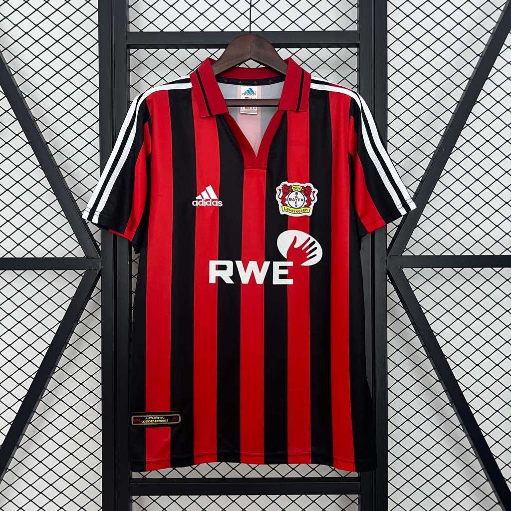 Jersey grade ori Retro Leverkusen 01/02 Home A46 T shirt pria
