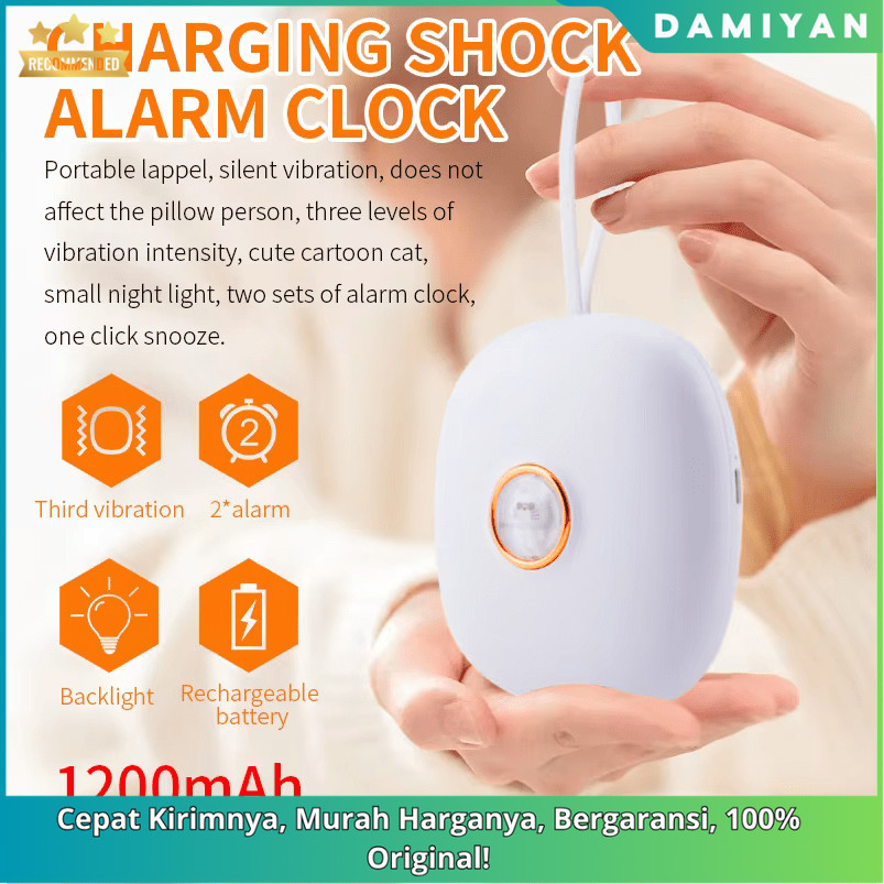[DMY] Jam Alarm Getar LED Rechargeable - Powerful Vibration Alarm Clock - Jam Meja Canggih Modern