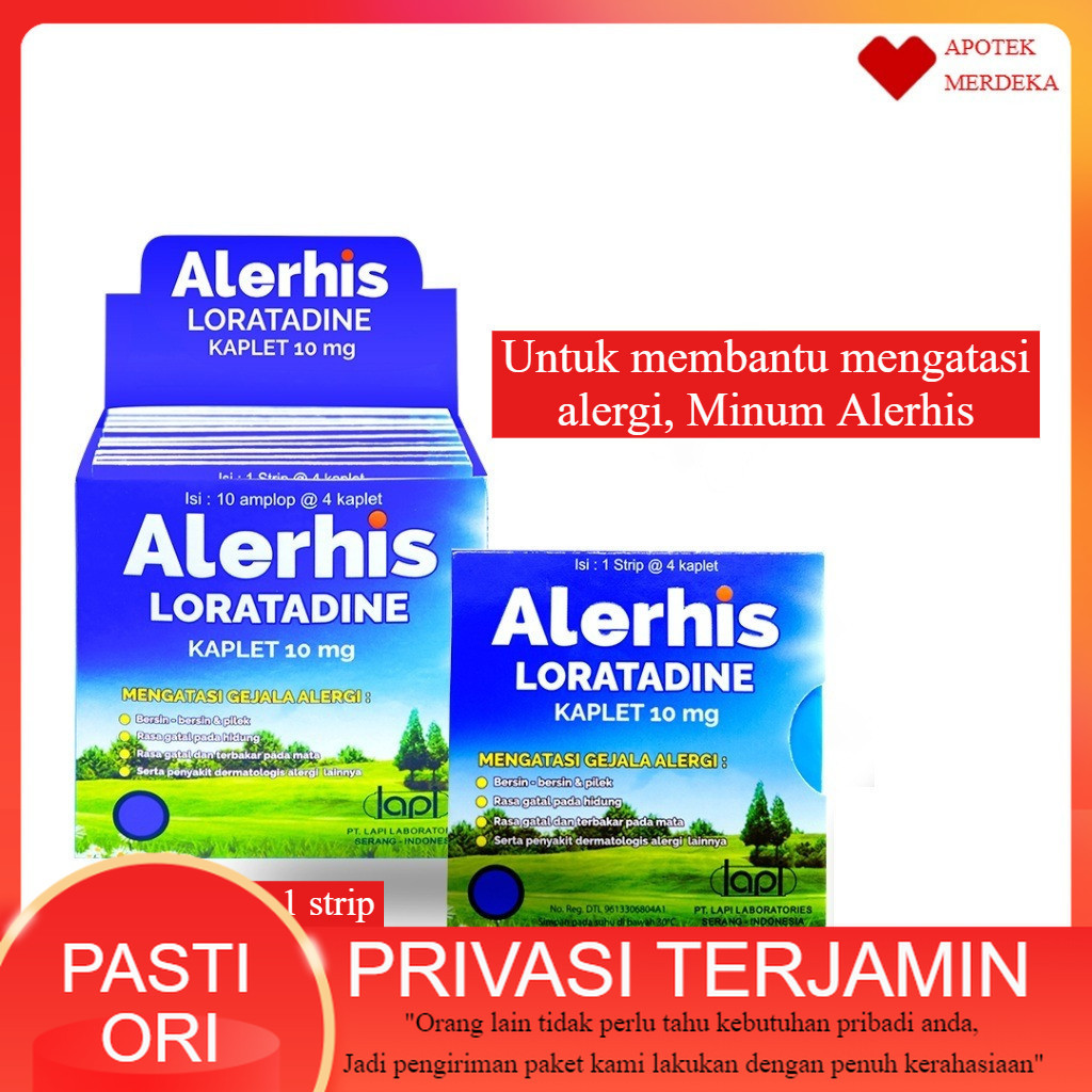 Alerhis strip - 4 Tablet | Alerhis Obat Anti Alergi | Kulit Gatal | Ruam Kulit 1 Strip