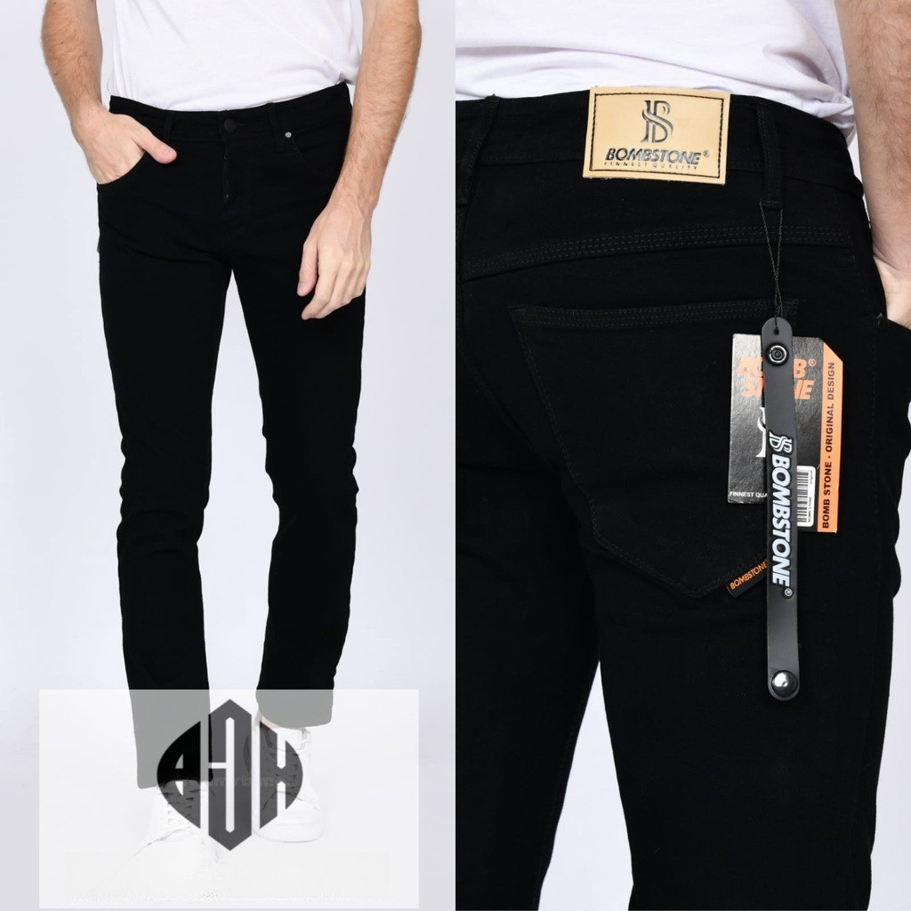 PERDANA Celana Jeans Hitam Panjang Pria Premium Celana Pria Slimfit Stretch UKURAN BESAR 28-44