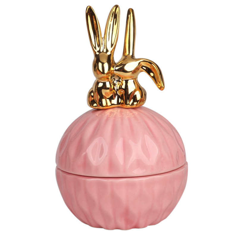 Nordic Pink Diamond Ceramic Storage Jar Home Jewelry Ring Jar Wedding Candy Box Gift Box Living Room