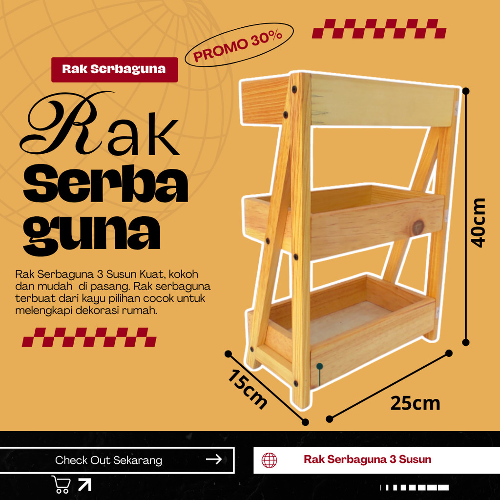 Rak bumbu dapur | rak serbaguna | rak portable | rak susun | rak susun 3 | rak kayu | rak estetik | 