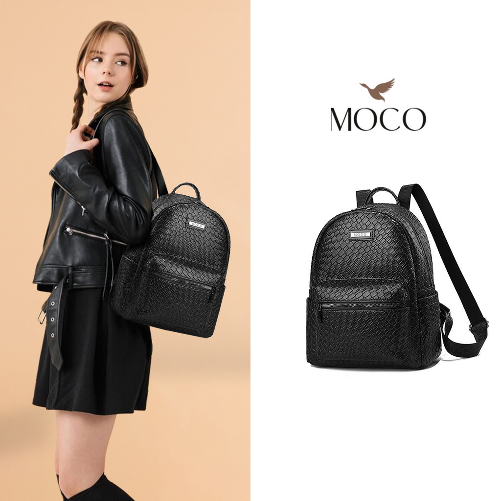 RASTSHOP 【Crovia Bag】MOCO Fashion Tas Ransel Wanita Kulit Backpack Kuliah Sekolah Unisex Croco 8802-