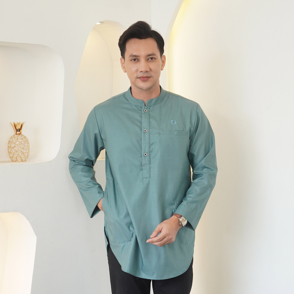 HIMADA LOOK Koko NAZEEF PANJANG Dewasa Kurta Baju Muslim Pria Dewasa Polos Lengan Panjang Koko Sunna