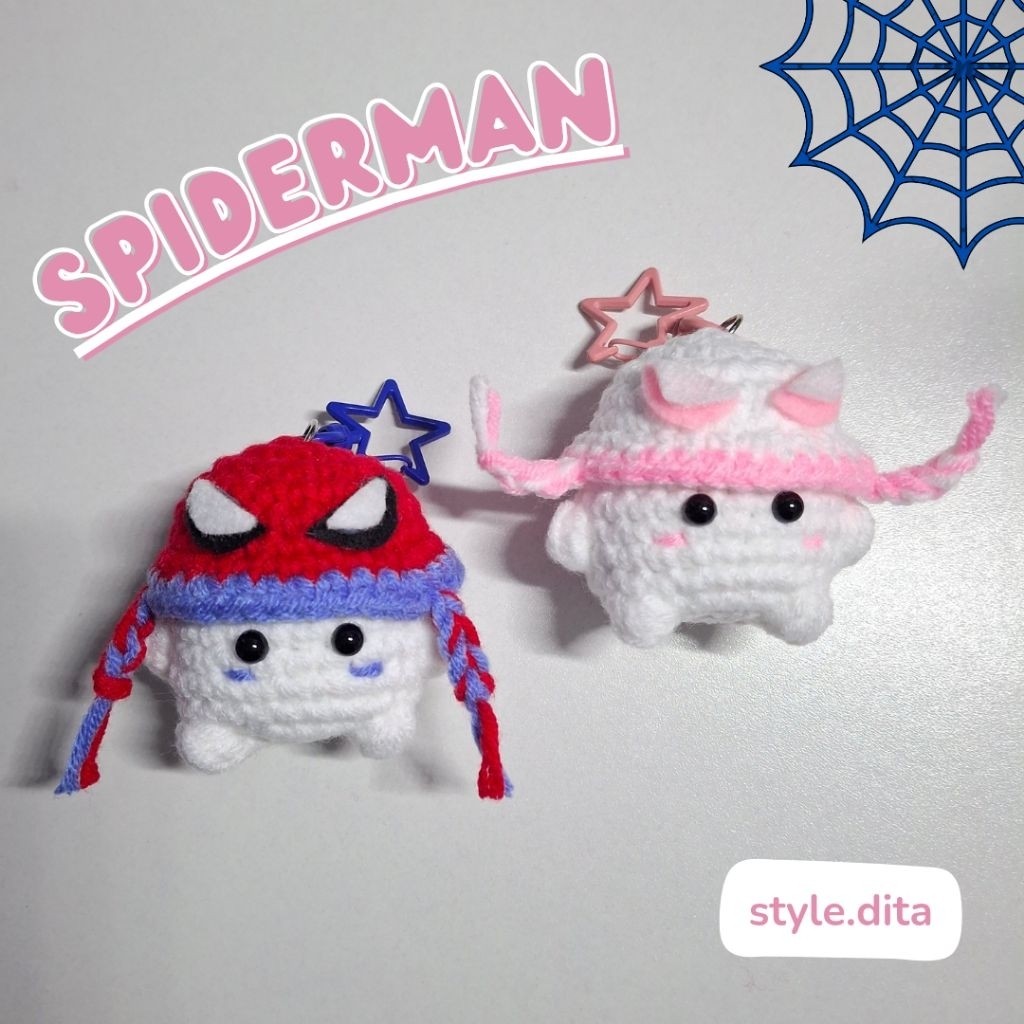 Gantungan Kunci Rajut Spiderman Baby Mushroom | Keychain Amigurumi Spiderman Mushroom | Baby Mushroo