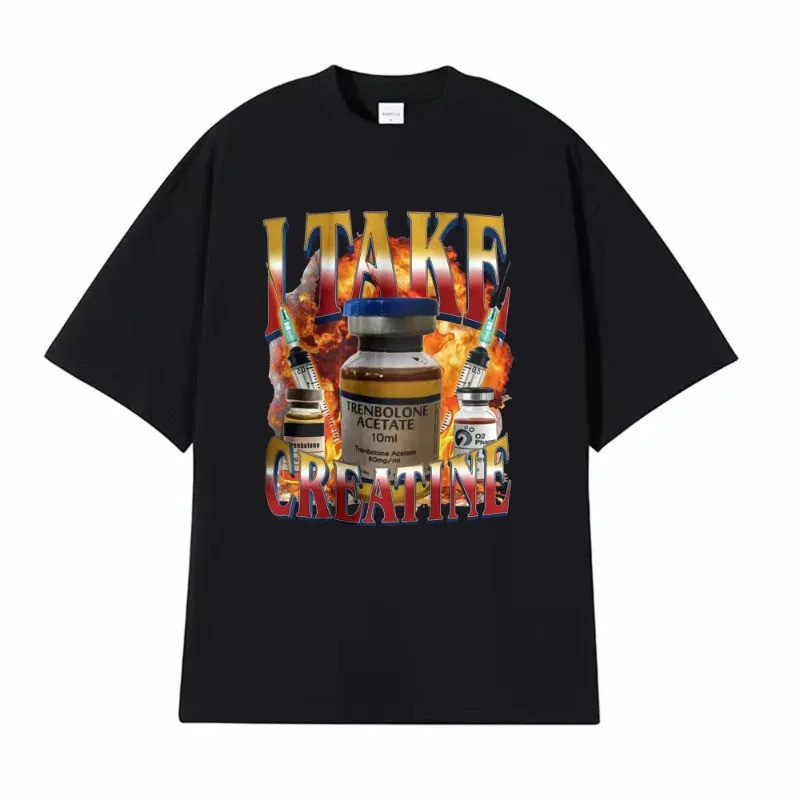 Baru Musim panas baru Kaos Gym Lucu Saya Mengambil Creatine Steroid Keluar dari Saku Meme Kaos Pria 