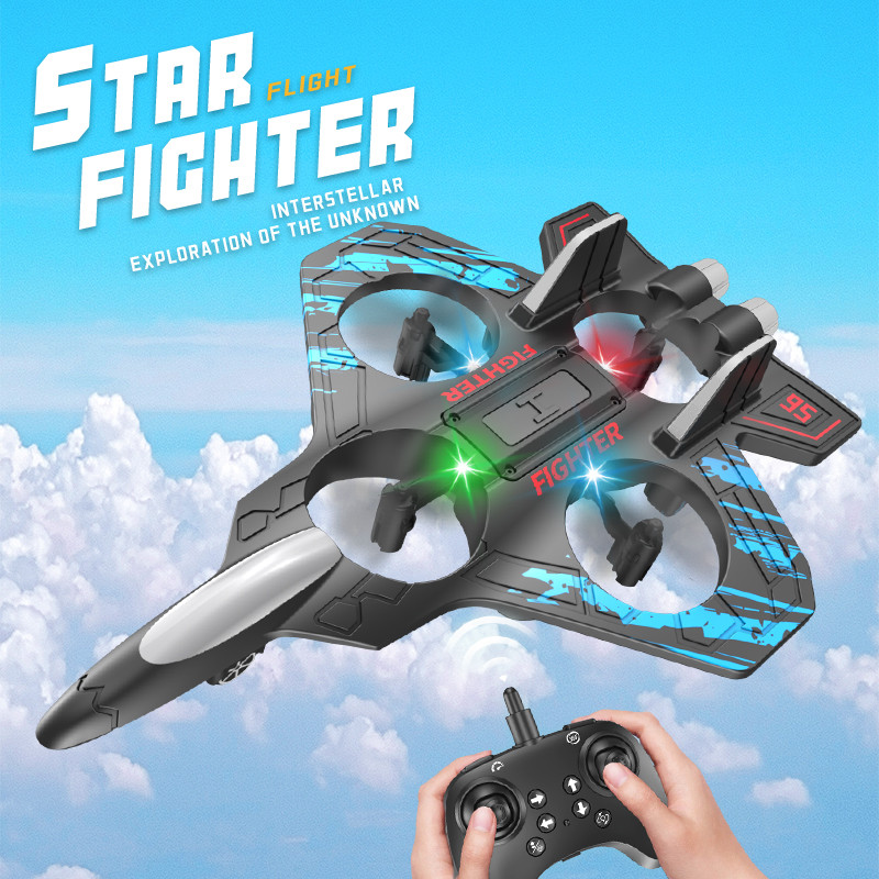 RC Fighter Jet Toy for Kids & Adults 8-16 F22 Style Foam Airplane with LED Lights 360° Flip Beginner