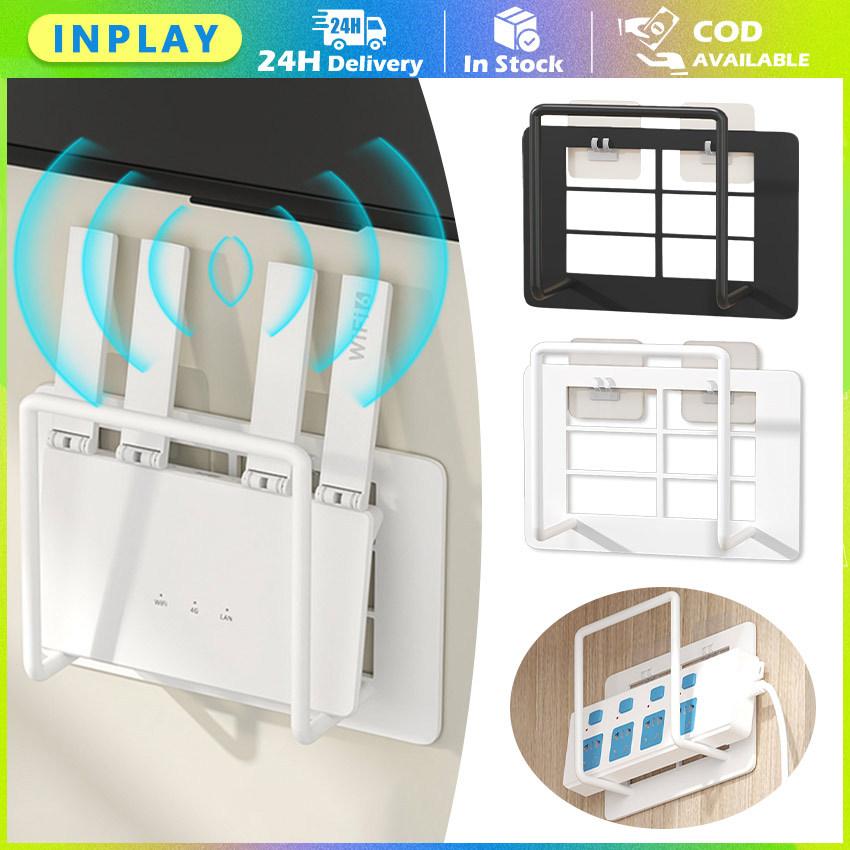 Rak Router WiFi Tanpa Bor Serbaguna / Rak Dinding Tempat Modem & TV Box / Bahan Carbon Steel Anti Ka
