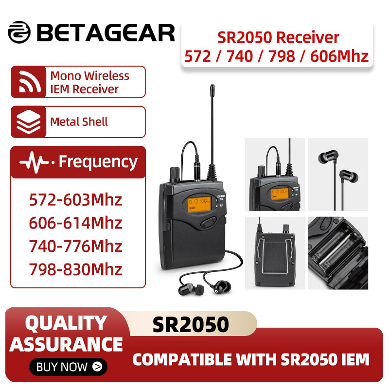 Betagear SR2050 1PC Receiver Monitor Receiver Bodypack With Earphone For In-Ear Monitor Wireless Sys