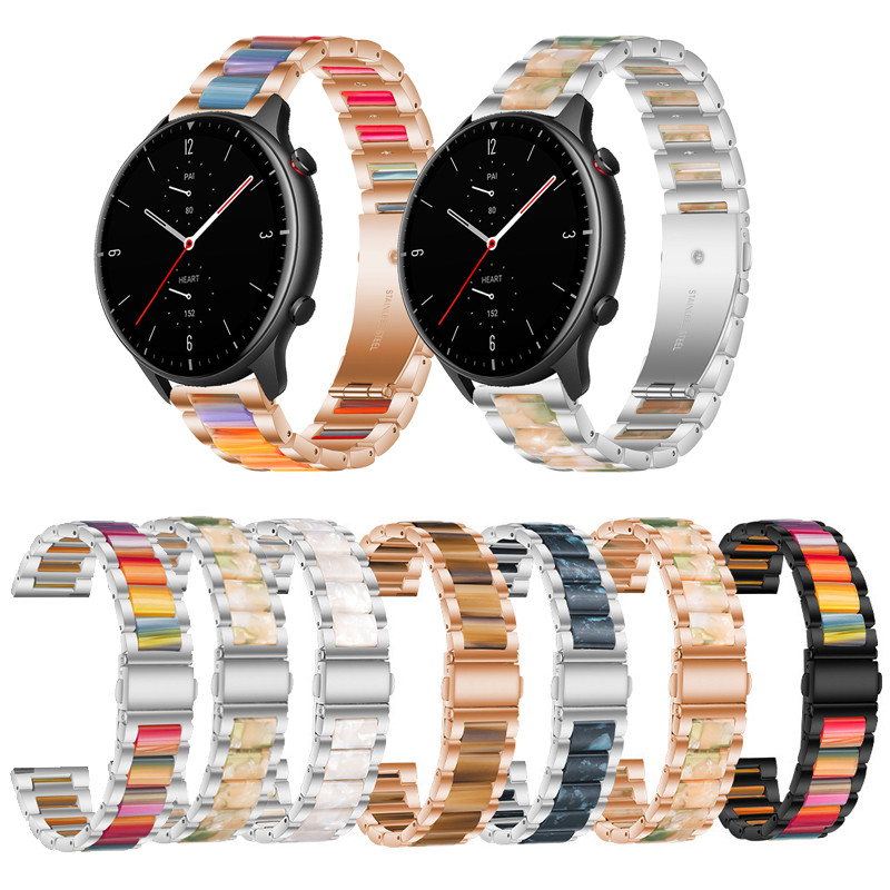 Steel Metal Zinc Alloy Resin Strap For Huami Amazfit GTR Mini GTR3 Pro 42mm 47mm Bip5 GTR2 GTR4 GTR2