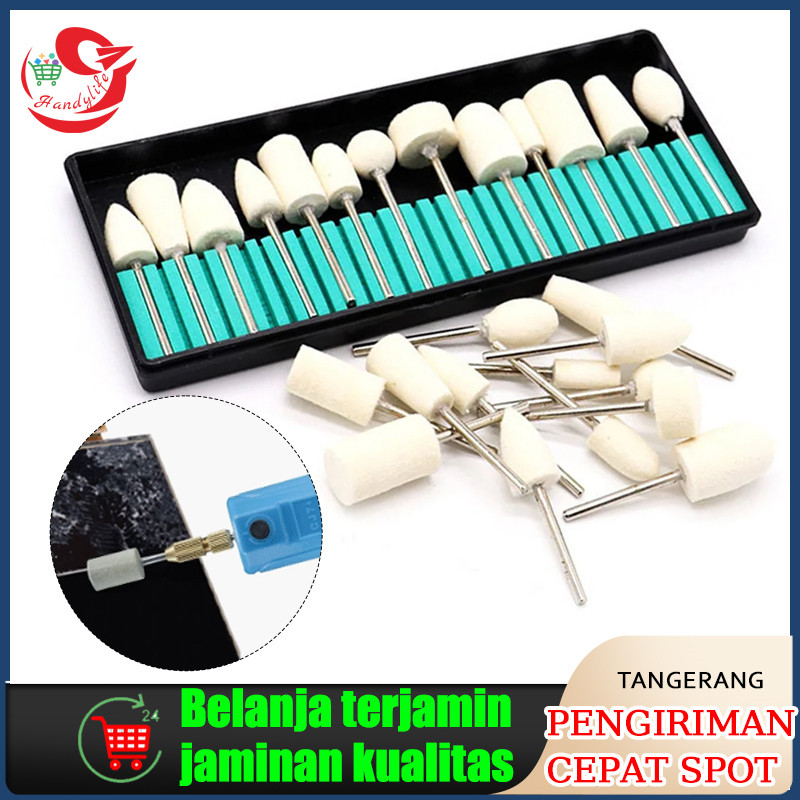 12pcs Wool Mata Bor Poles Mini As 2.3mm Polishing Wheel Buffing Poles