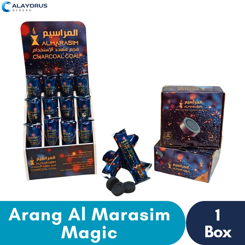 Arang Magic Briket Bukhur Tahan Lama 1 Box Areng Bakar Dupa Buhur Rainbow Gold Charcoal Tanpa Lubang