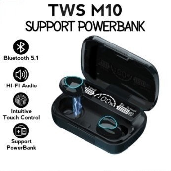 trn - TWS M10 F9 M90 X15 M19 TWS Bluetooth 5.1 in-Ear 9D Touch Sport Wireless Earphone - Standard