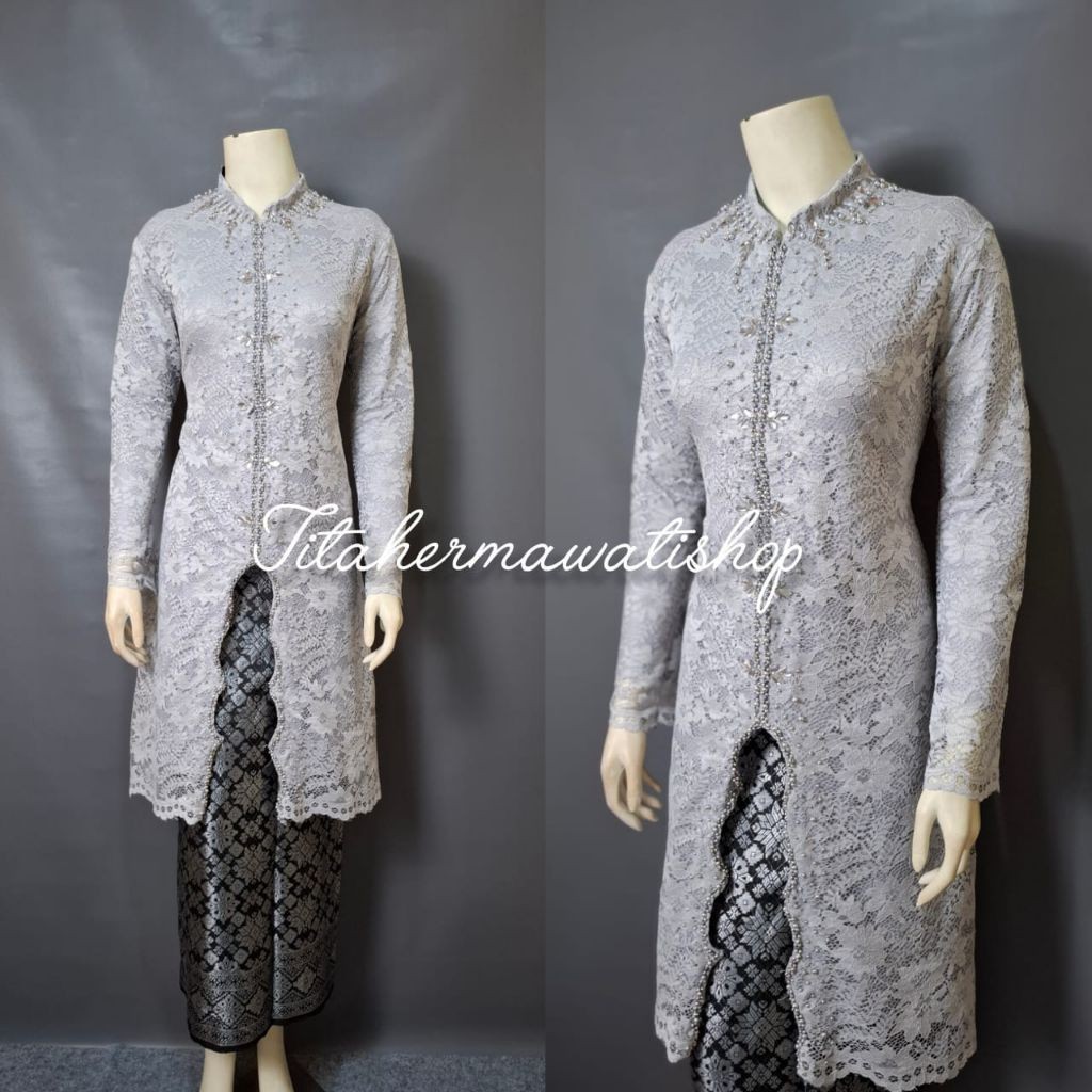 LAVONNE.STORE [Titahermawatishop] JUMBO set kebaya tunik Zigzag bahan brokat stelan rok songket lili
