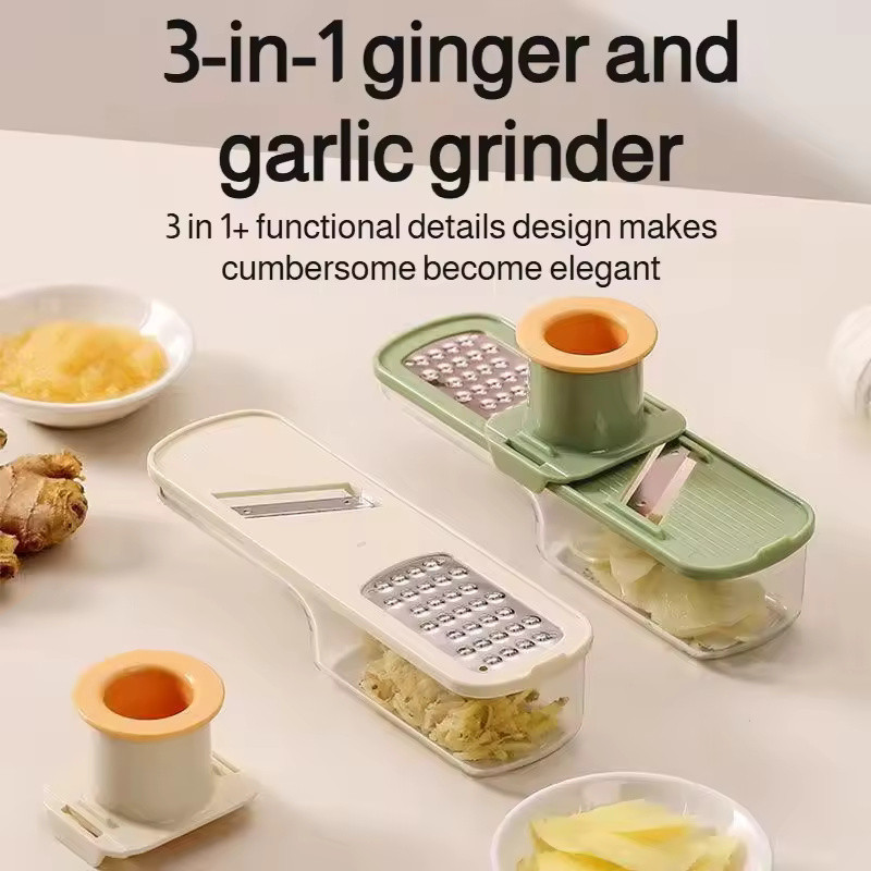Bawang Cutter Alat Penghalus Penggiling Bawang Putih Makanan Mini Pencacah Slicer 3 in 1 Serbaguna
