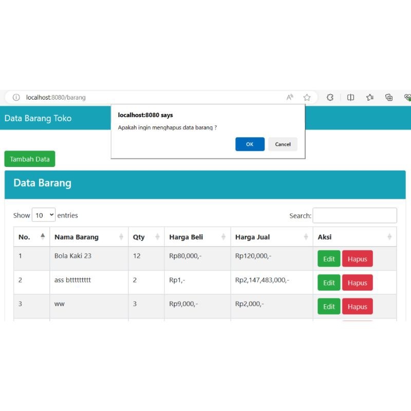 Aplikasi Kelola Barang Rest Api Codeigniter 4