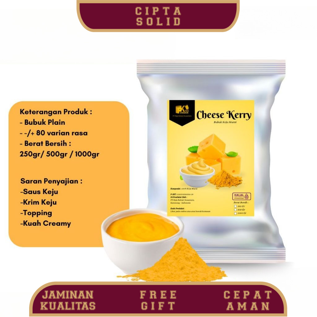 Cheese Kerry 1kg Pure,  Keju Bubuk Murni 100%