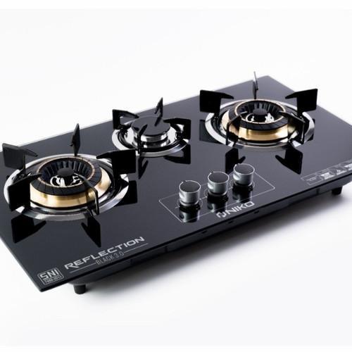 Kompor Gas NIKO Kaca 3 Tungku Reflection Black 3.0 Kompor Tanam NIKO REFLECTION BLACK 3.0 Kokoh