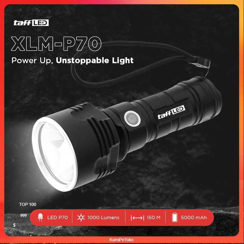 TaffLED Senter LED USB Rechargeable P70 50W 1000 Lumens - XLM-P70