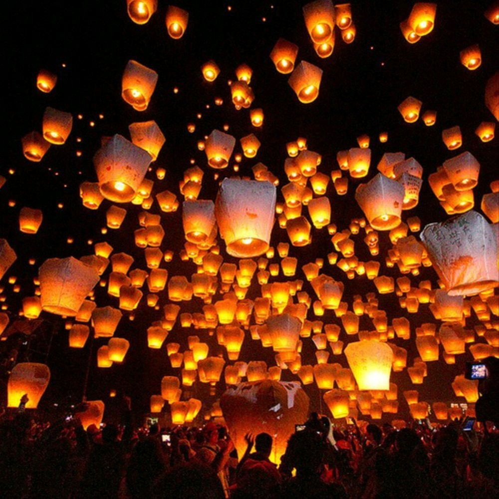 Lampion Terbang Besar Termurah Set Lilin Parafin | Flying Lantern Make a Wish | Cocok untuk Tahun Ba