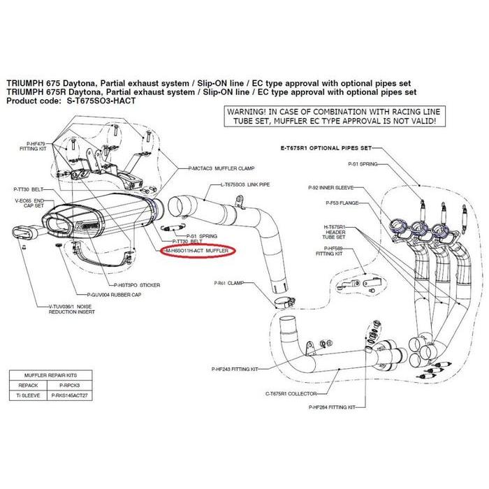 Silencer M-H6SO11H-ACT AKRAPOVIC Triumph Daytona 675 Original Import