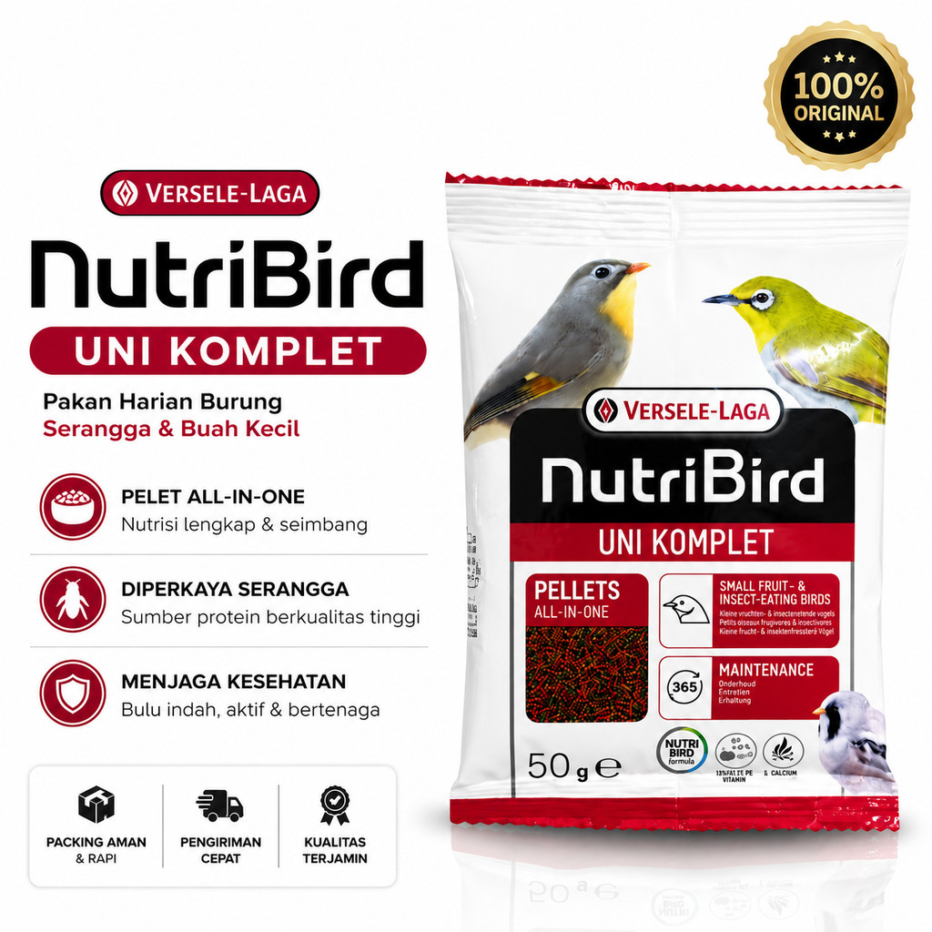 Pur / Voer Nutribird Pakan Burung Pleci, Gelatik Batu, Murai, Kacer, & Burung Pemakan Buah  50 gr Un